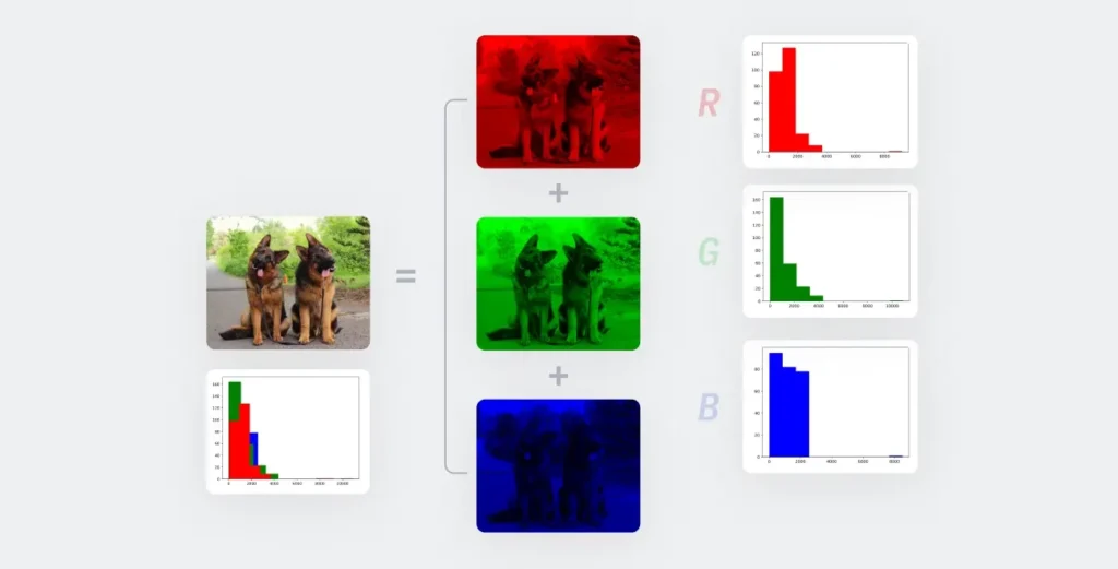 هیستوگرام کانالهای رنگی تصویر